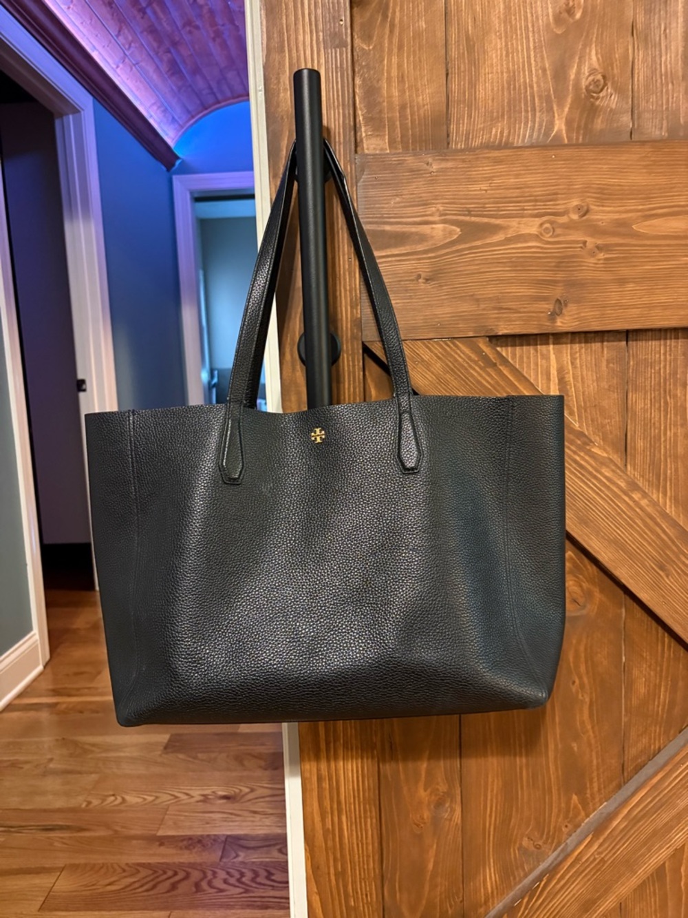 Tory Burch Black Pebbled Leather Tote